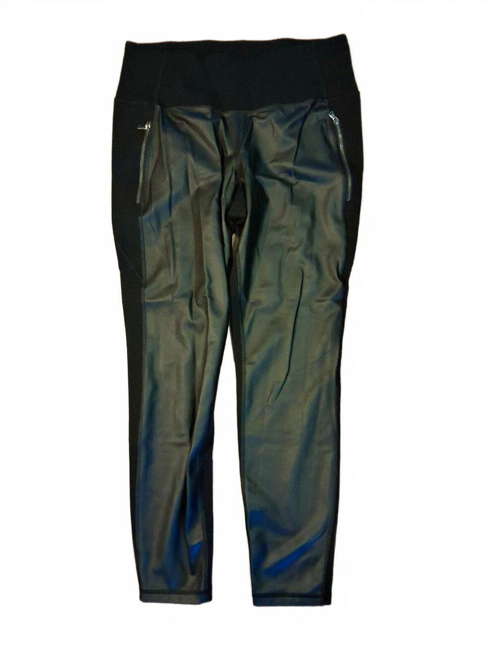 Old Navy High Rise Stevie Faux Leather Leggings Zip Pockets Black Women's Size L